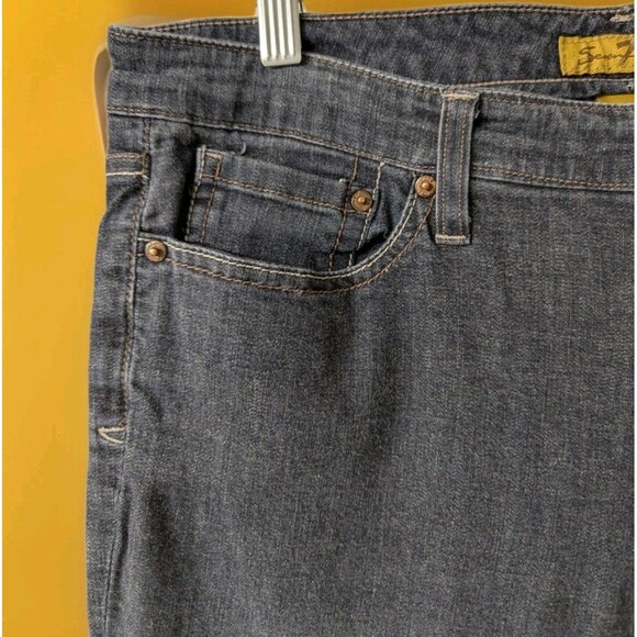 Seven7 Women's Jeans Blue Size 14 Straight Leg Stretch Logo High Rise 28" Denim - Picture 3 of 8